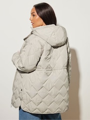 Yours Curve Natural Zig Zag Quilted Midi Jacket - Image 4 of 6