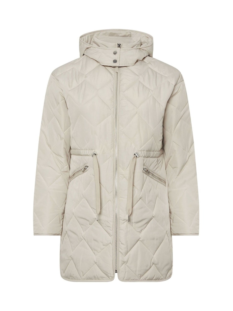 Yours Curve Natural Zig Zag Quilted Midi Jacket - Image 6 of 6 Yours Curve Natural Zig Zag Quilted Midi Jacket - Image 6 of 6
