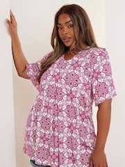 Yours Curve Pleat Front T-Shirt - Imagem 1 de 5