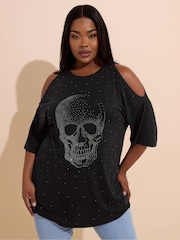 Camiseta recortada estampada Yours Curve - Imagem 1 de 5