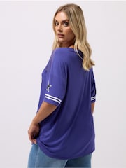 Yours Curve Blue Varsity T-Shirt - Image 3 of 5