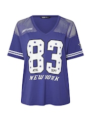 Yours Curve Blue Varsity T-Shirt - Image 4 of 5