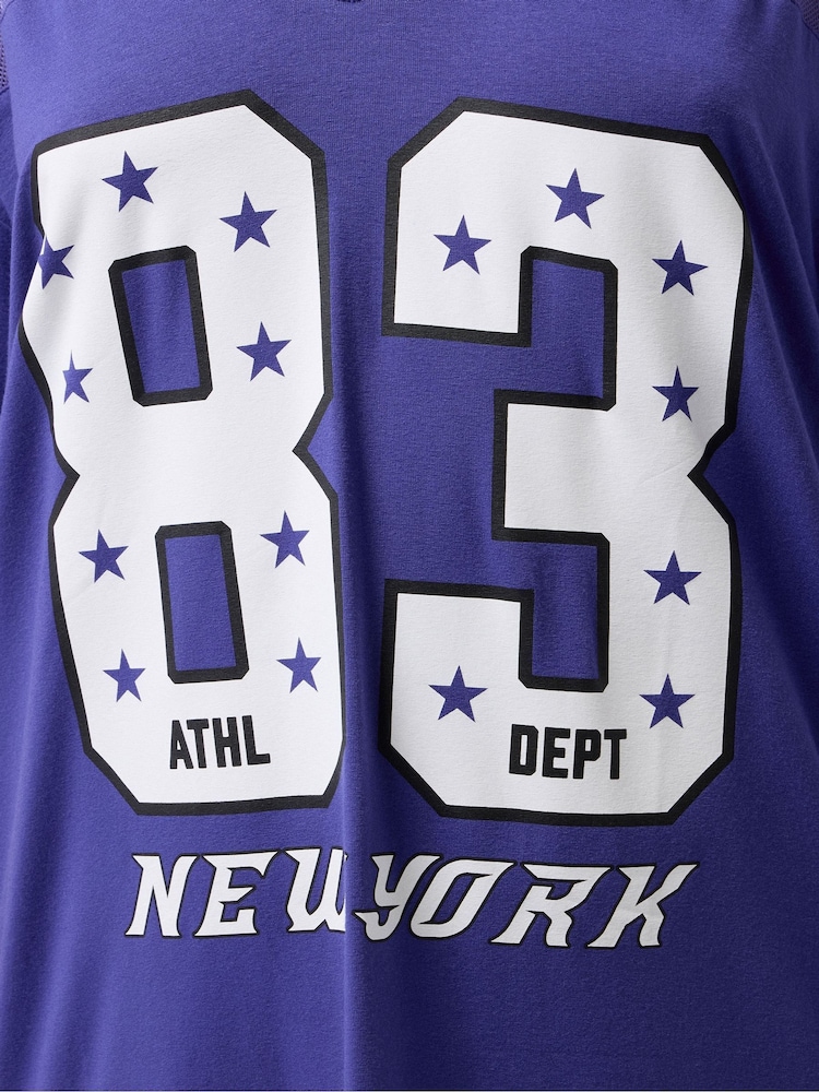 Yours Curve Blue Varsity T-Shirt - Image 5 of 5