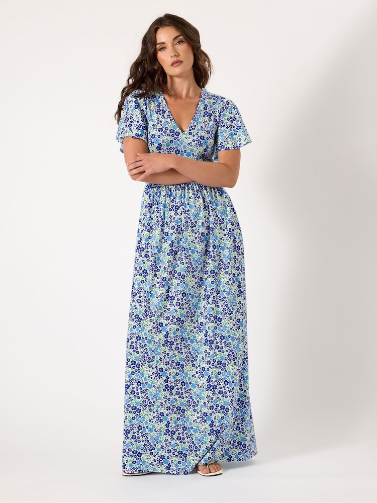 Long Tall Sally Blue V-Neck Ditsy Maxi Dress - Image 2 of 5