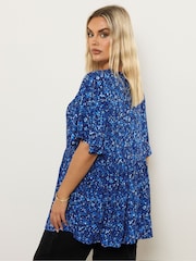 Yours Curve Blue Short Angel Sleeve Boho Blouse - Image 3 of 5