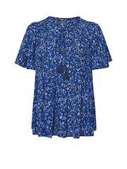 Yours Curve Blue Short Angel Sleeve Boho Blouse - Image 5 of 5