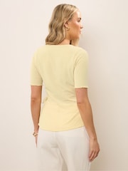 Long Tall Sally Yellow Pointelle Wrap Blouse - Image 2 of 6