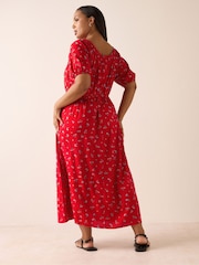 Yours Curve Red Short Sleeve Boho Dress - Image 3 of 5