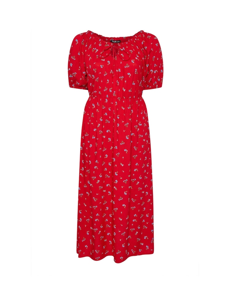 Yours Curve Red Short Sleeve Boho Dress - Image 5 of 5