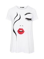 Yours Curve Cotton White Printed T-Shirt - Image 4 of 5