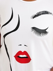 Yours Curve Cotton White Printed T-Shirt - Image 5 of 5