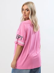 Yours Curve Pink Varsity T-Shirt - Image 2 of 5