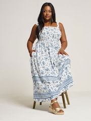 Yours Curve Blue Ditsy Print Maxi Dress - Image 2 of 5