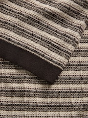 JACK & JONES Brown V-Neck Knitted Polo Top - Image 3 of 4