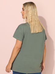 Yours Curve Green Printed T-Shirt - Image 3 of 5