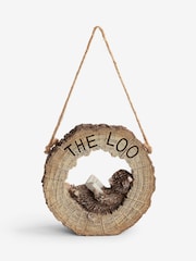 Natural Hamish Reversable Hanging Bathroom Sign - Image 1 of 2