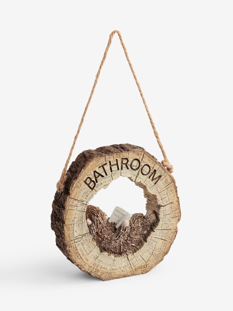 Natural Hamish Reversable Hanging Bathroom Sign - Image 2 of 2 Natural Hamish Reversable Hanging Bathroom Sign - Image 2 of 2