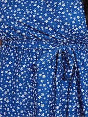 Yours Curve Blue Wrap Front Blouse - Image 5 of 5