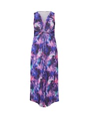 Yours Curve Purple London Knot Front Maxi Dress - Image 5 of 5
