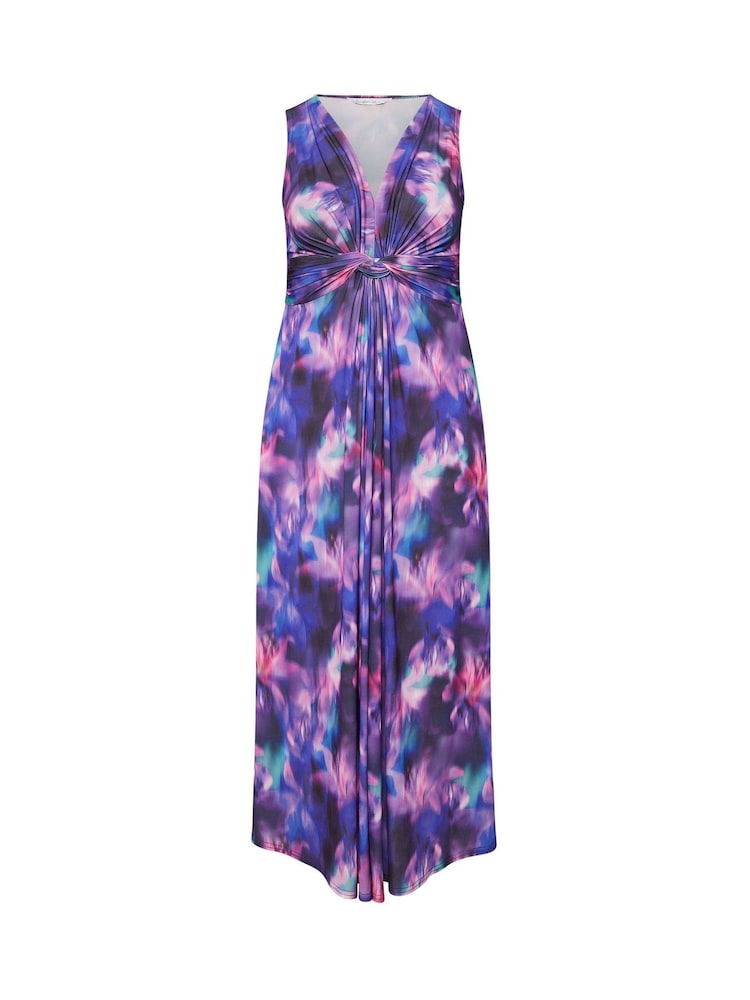 Yours Curve Purple London Knot Front Maxi Dress - Image 5 of 5