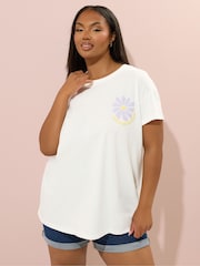Yours Curve White Printed T-Shirt - Image 1 of 7