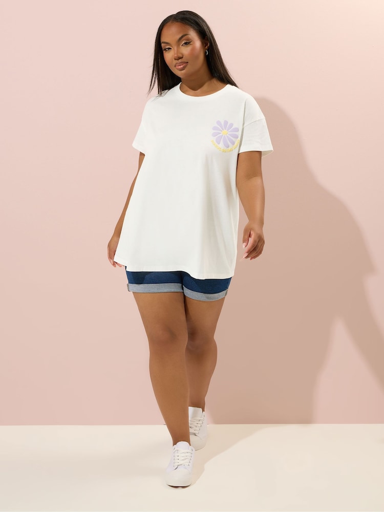 Yours Curve White Printed T-Shirt - Image 2 of 7