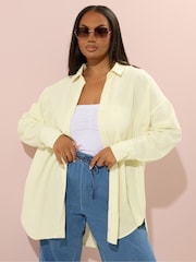 Yours Curve Yellow Linen Shirt - Image 1 of 5