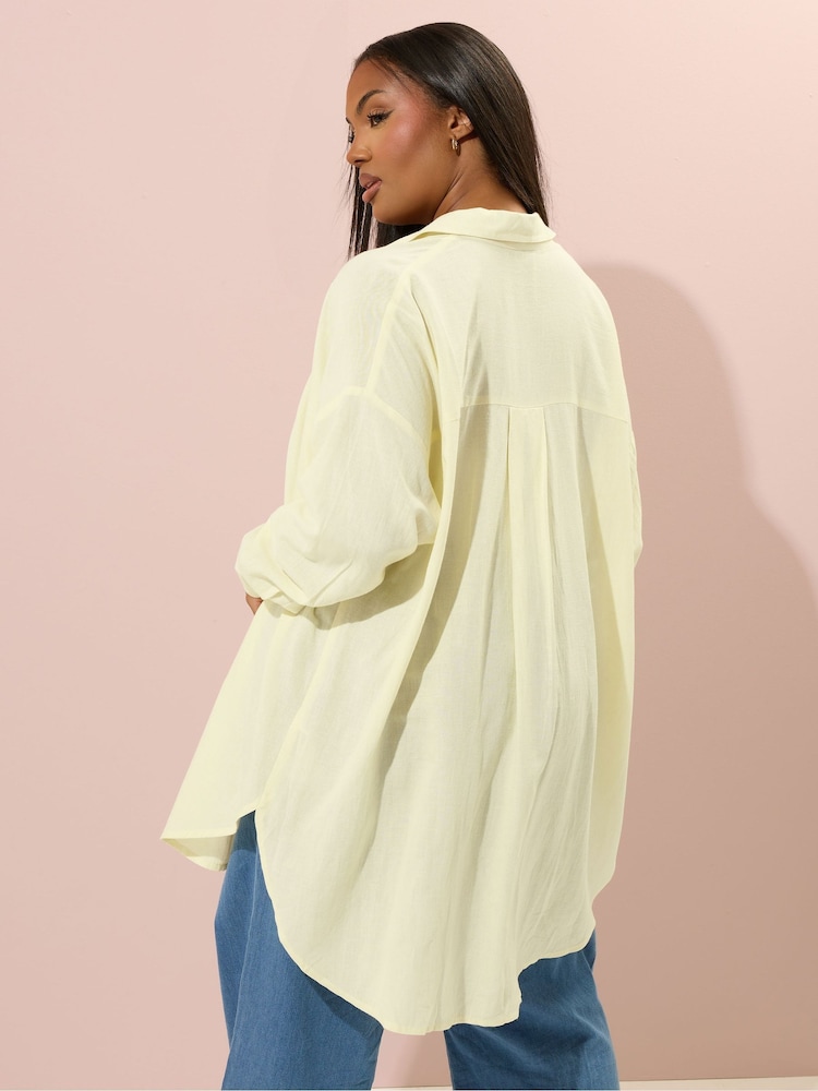 Yours Curve Yellow Linen Shirt - Image 2 of 5