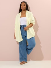 Yours Curve Yellow Linen Shirt - Image 3 of 5