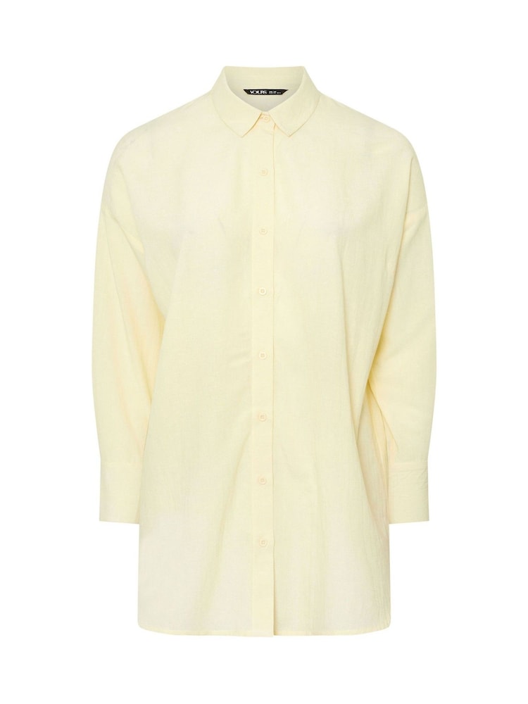 Yours Curve Yellow Linen Shirt - Image 5 of 5