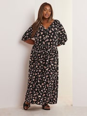 Vestido longo Yours Curve com estampa floral e amarração frontal - Imagem 1 de 5