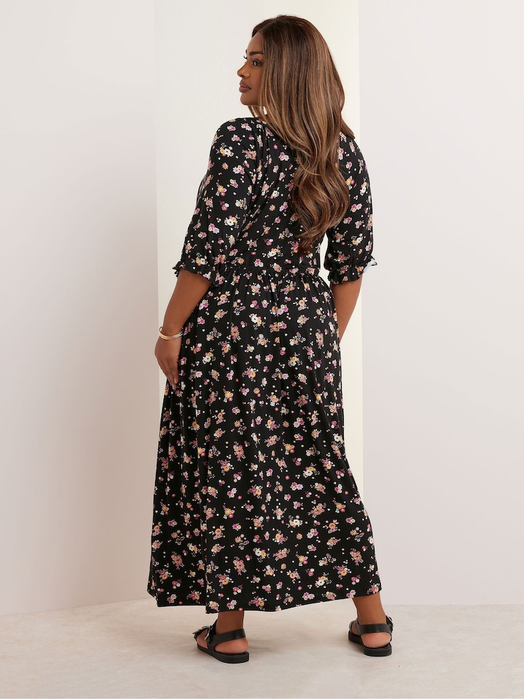 Vestido longo Yours Curve com estampa floral e amarração frontal - Imagem 2 de 5