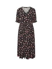 Vestido longo Yours Curve com estampa floral e amarração frontal - Imagem 4 de 5