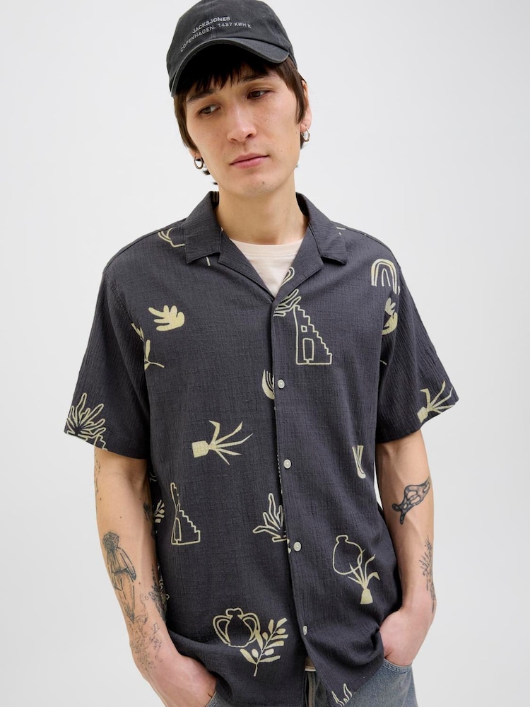 JACK & JONES Grey Hand Drawn Textured Graphic Print Shirt - Image 2 of 5