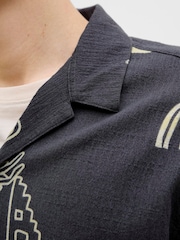 JACK & JONES Grey Hand Drawn Textured Graphic Print Shirt - Image 4 of 5