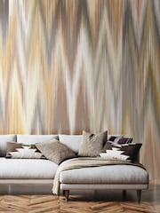 Origin Murals Natural Linen Ikat Zig Zag 2.8m x 3.5m Wall Mural - Image 1 of 3