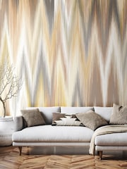 Origin Murals Natural Linen Ikat Zig Zag 2.8m x 3.5m Wall Mural - Image 2 of 3