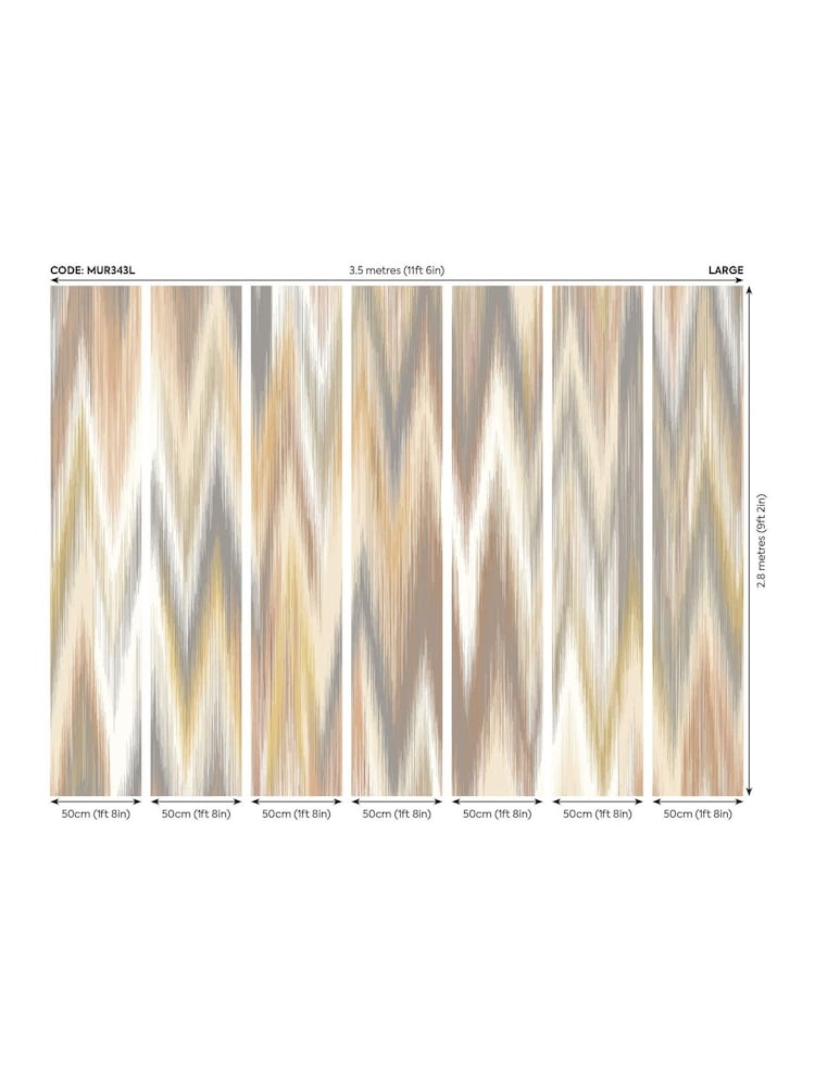 Origin Murals Natural Linen Ikat Zig Zag 2.8m x 3.5m Wall Mural - Image 3 of 3 Origin Murals Natural Linen Ikat Zig Zag 2.8m x 3.5m Wall Mural - Image 3 of 3