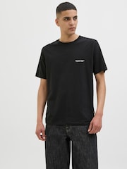 JACK & JONES Black Short Sleeve Aztec Back Print Graphic Print T-Shirt - Image 1 of 5