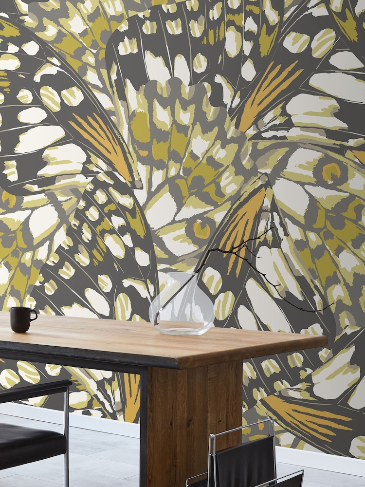 Origin Murals Black and Olive Green Butterfly Wings 2.8m x 3.5m Wall Mural - Image 2 of 3 Origin Murals Black and Olive Green Butterfly Wings 2.8m x 3.5m Wall Mural - Image 2 of 3