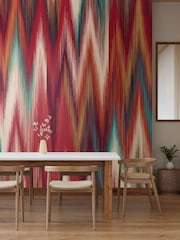 Origin Murals Raspberry Red Ikat Zig Zag 2.8m x 3.5m Wall Mural - Image 2 of 3