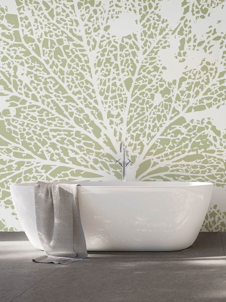 Origin Murals Sage Green Skeleton Leaf 2.8m x 3.5m Wall Mural - Image 2 of 3