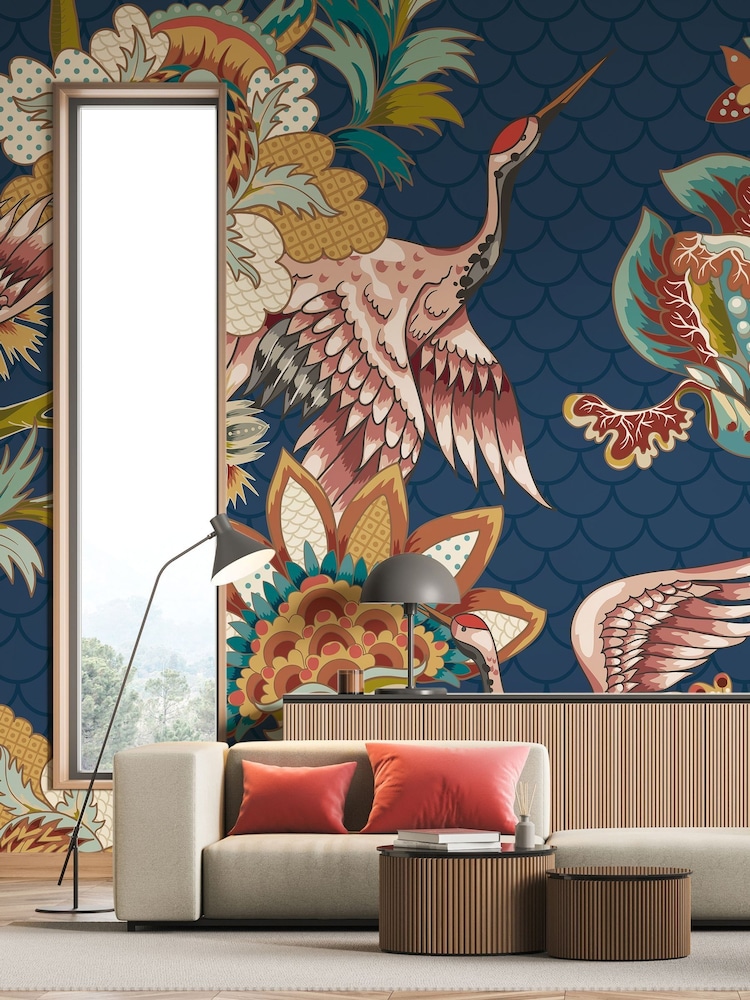 Origin Murals Navy Blue Cranes in Flight 2.8m x 3.5m Wall Mural - Image 1 of 3 Origin Murals Navy Blue Cranes in Flight 2.8m x 3.5m Wall Mural - Image 1 of 3