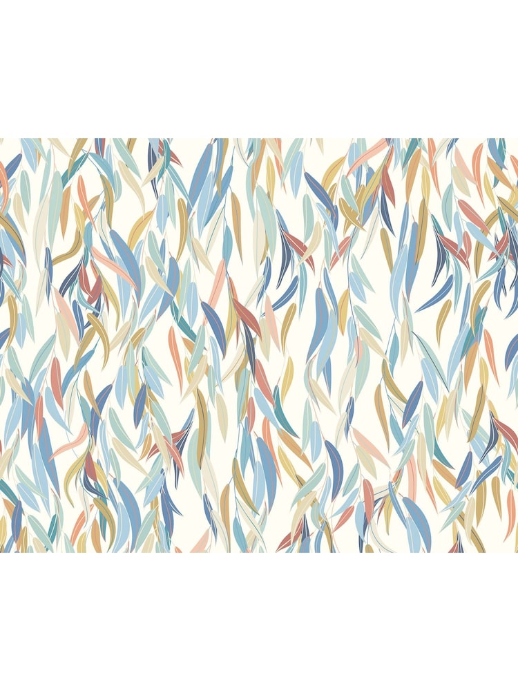 Origin Murals Denim Blue and Apricot Willow Leaves 2.8m x 3.5m Wall Mural - Image 3 of 3 Origin Murals Denim Blue and Apricot Willow Leaves 2.8m x 3.5m Wall Mural - Image 3 of 3