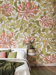 Origin Murals Soft Coral Honeysuckle 2.8m x 3.5m Wall Mural - Image 1 of 4