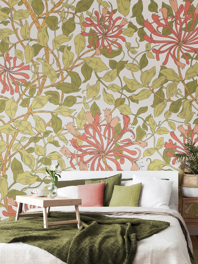 Origin Murals Soft Coral Honeysuckle 2.8m x 3.5m Wall Mural - Image 2 of 4 Origin Murals Soft Coral Honeysuckle 2.8m x 3.5m Wall Mural - Image 2 of 4