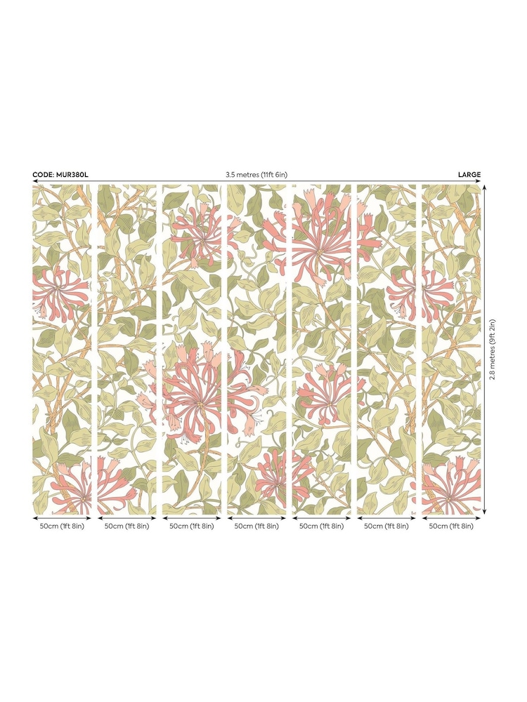 Origin Murals Soft Coral Honeysuckle 2.8m x 3.5m Wall Mural - Image 4 of 4