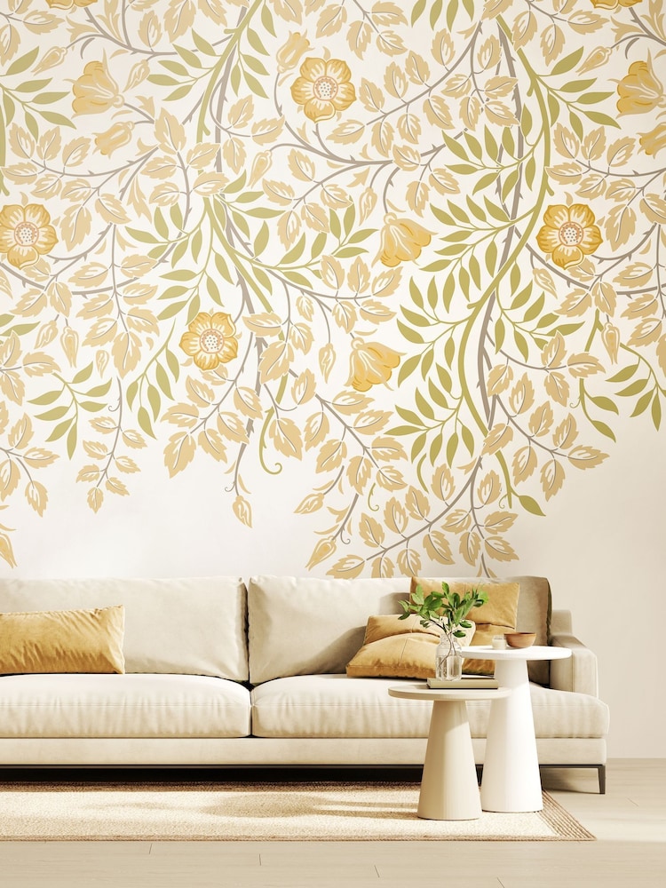 Origin Murals Gold and Olive Cascading Rosehip 2.8m x 3.5m Wall Mural - Image 1 of 3 Origin Murals Gold and Olive Cascading Rosehip 2.8m x 3.5m Wall Mural - Image 1 of 3
