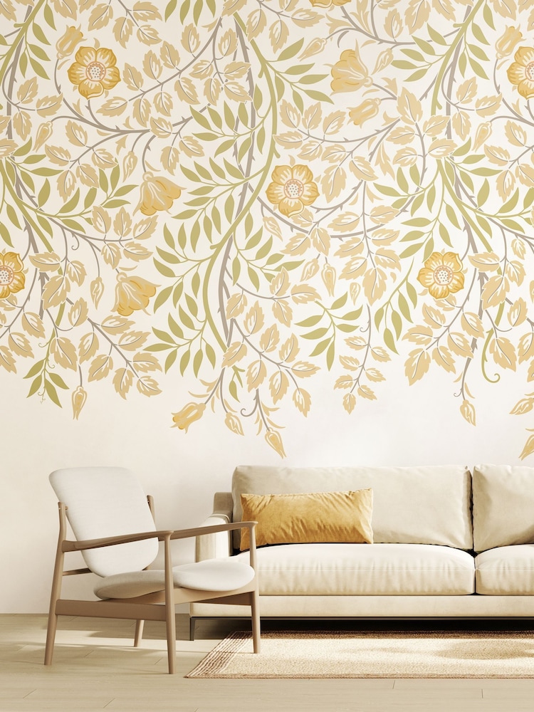 Origin Murals Gold and Olive Cascading Rosehip 2.8m x 3.5m Wall Mural - Image 2 of 3 Origin Murals Gold and Olive Cascading Rosehip 2.8m x 3.5m Wall Mural - Image 2 of 3