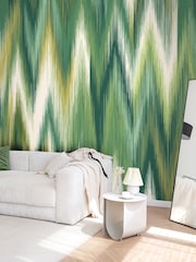 Origin Murals Forest Green Ikat Zig Zag 2.8m x 3.5m Wall Mural - Image 1 of 3